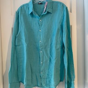 Leoni Al sole. size medium linen European top bought in Italy. NWT. Turquoise.